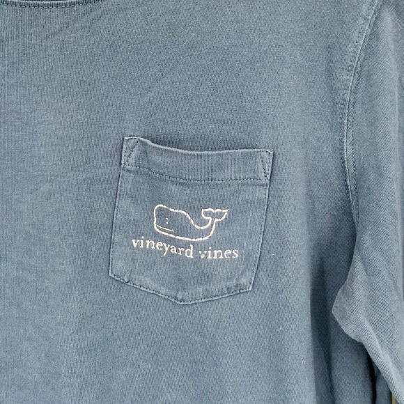 Vineyard Vines Long Sleeve Logo Tee Size Small Muted Navy Blue, Nautical  - Picture 4 of 7